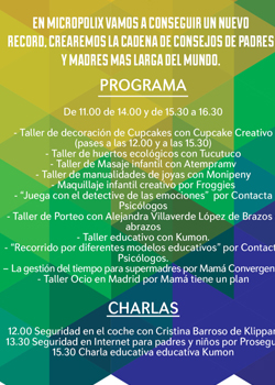 En Micropolix, el 30 de marzo, gran evento para conseguir el Récord Guinness de "la cadena de consejos de padres más larga del mundo"