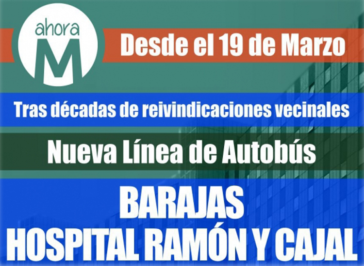 Por fin se inaugura el servicio del autobús que conectará Barajas con el Hospital Ramón y Cajal