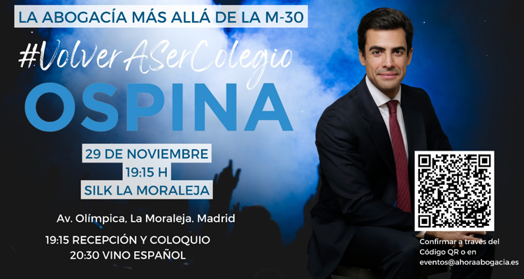 Ospina presentará en su ciudad, Alcobendas, su proyecto para la Abogacía Madrileña