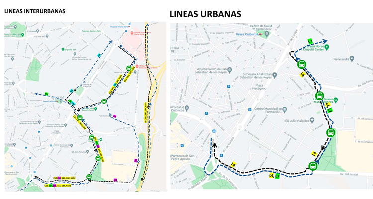 Desvío temporal de la ruta de los autobuses en el Paseo de Europa de San Sebastián de los Reyes