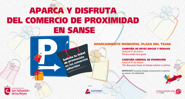 El Ayuntamiento de Sanse apoya al comercio de proximidad con una campaña de descuentos en el aparcamiento de El Tejar