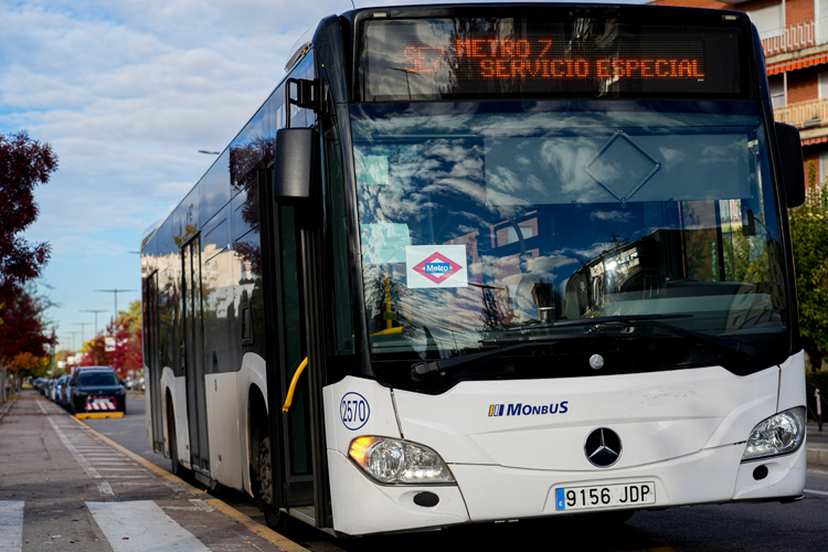 El servicio sustitutivo de autobús de la Comunidad de Madrid dio cobertura a más de 8,8 millones de viajeros durante la suspensión de la Línea 7B