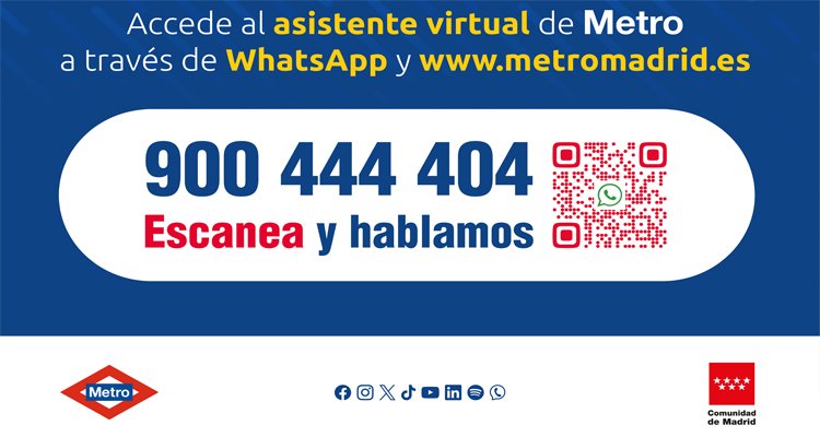 La Comunidad de Madrid lanza un nuevo canal de atención al usuario de Metro que emplea la inteligencia artificial para responder a sus consultas