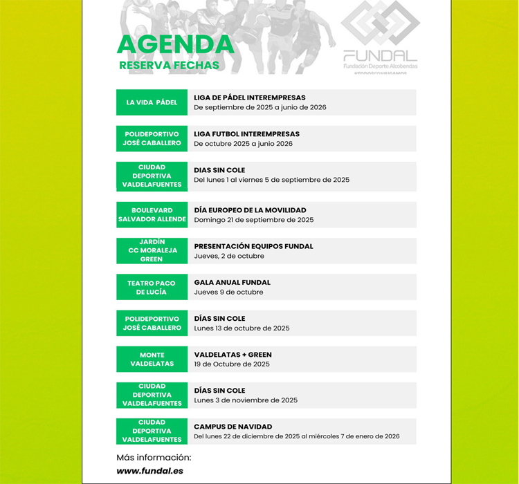 FUNDAL presenta su agenda de eventos para el último cuatrimestre del año: Deporte, Conciliación y Sostenibilidad en Alcobendas