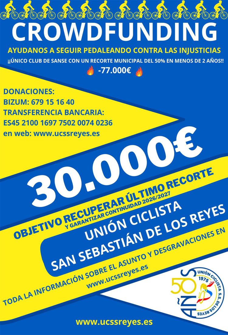 UNIÓN CICLISTA SAN SEBASTIÁN DE LOS REYES: “AYUDANOS A SEGUIR PEDALEANDO CONTRA LAS INJUSTICIAS”