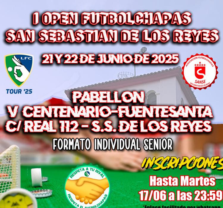 San Sebastián de los Reyes acogerá el I Open Futbolchapas los días 21 y 22 de junio de 2025