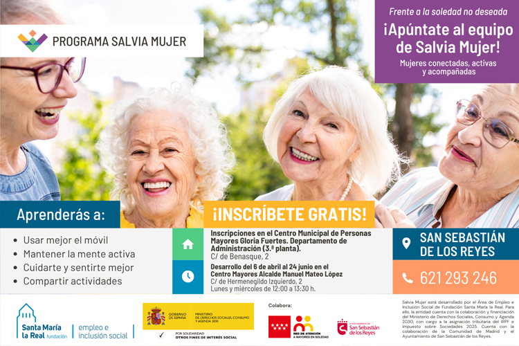 Fundación Santa María la Real lanza 'Salvia Mujer' para combatir la soledad de mujeres mayores en San Sebastián de los Reyes